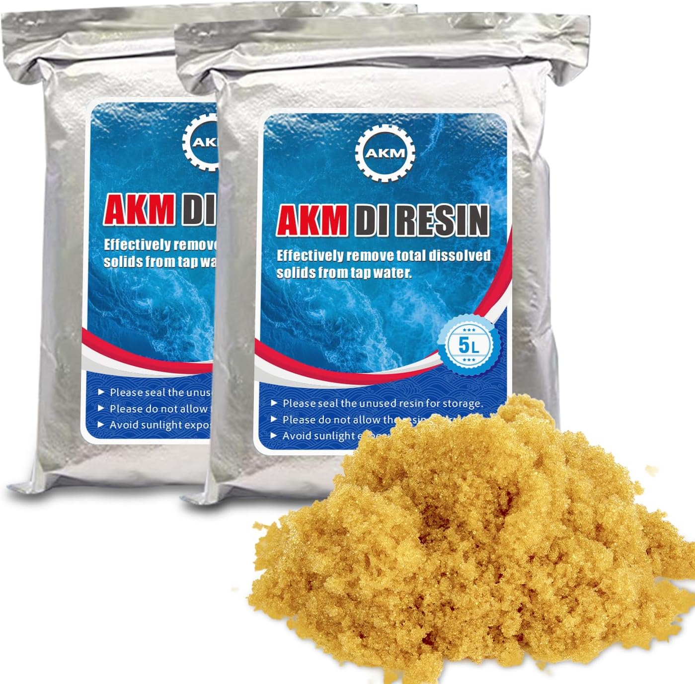 AKM Mixed Bed Deionized Di Resin Filter Fill, Use for Spotless Car Wash System Filter Change, 10 Liters(5 Liters x 2)