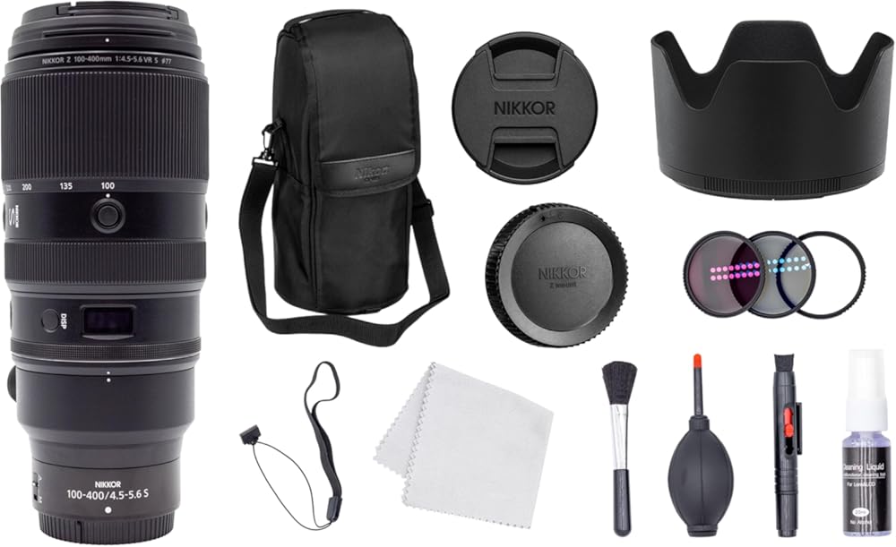 NIKKOR Z 100-400mm f/4.5-5.6 VR S Super-Telephoto Lens for Z Series + Filter Kit + Cap Keeper + Cleaning Kit (Renewed)