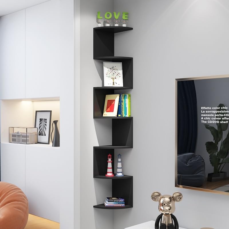 Corner Display Rack Corner Shelf Stand 7-Tier Corner Shelf Wall Mount Floating Shelves Wall Corner Shelves For Bedroom Living Room Bathroom Kitchen Office Corner Shelves Corner Storage Shelf(A)