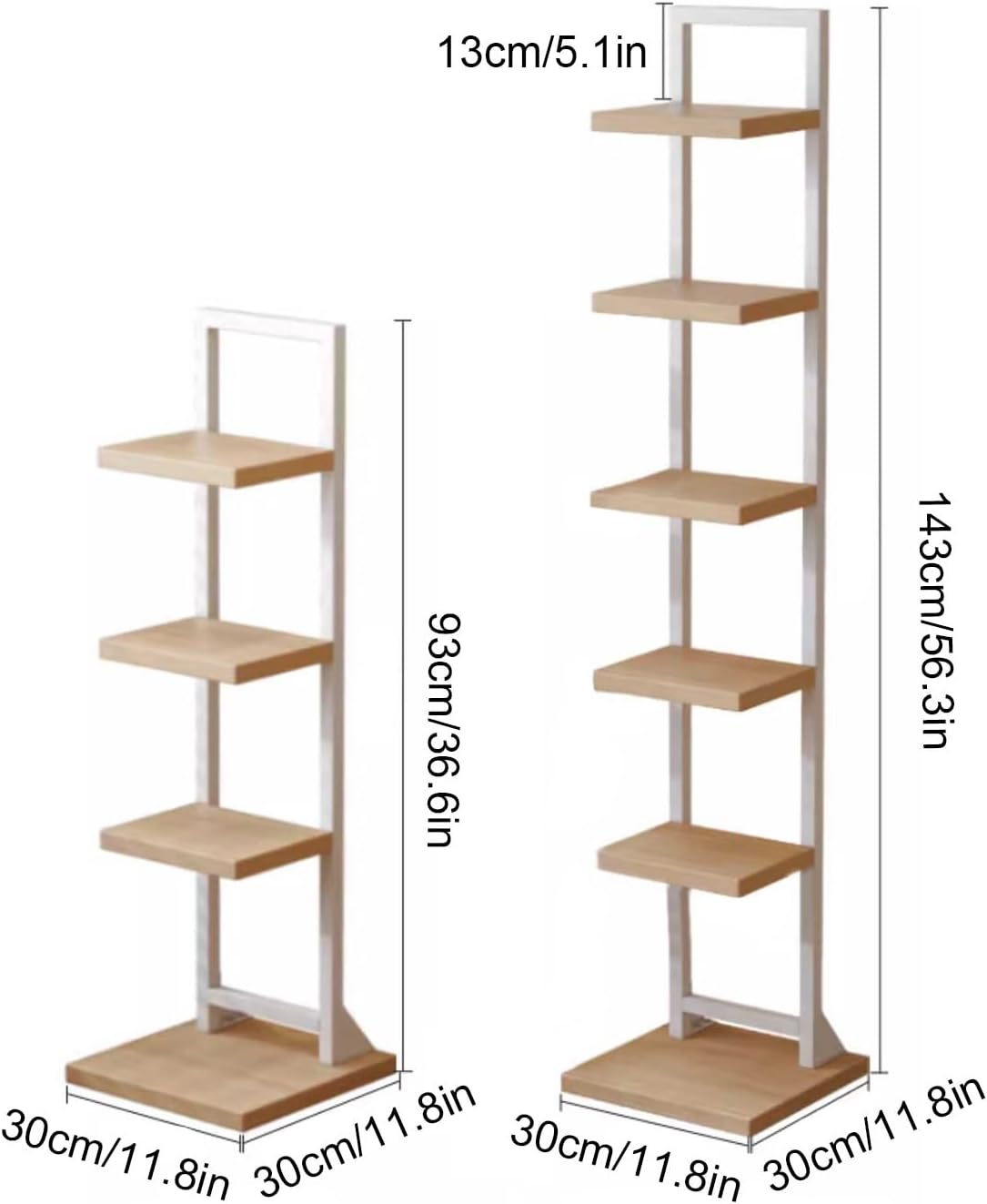 Floor-Standing Invisible Bookshelf, Corner Bookcase 4/6 Layers, Small Storage Rack, Modern Freestanding Display Shelves, Suitable for Bedroom, Living Room, Study(Black,93cm/36.6in)