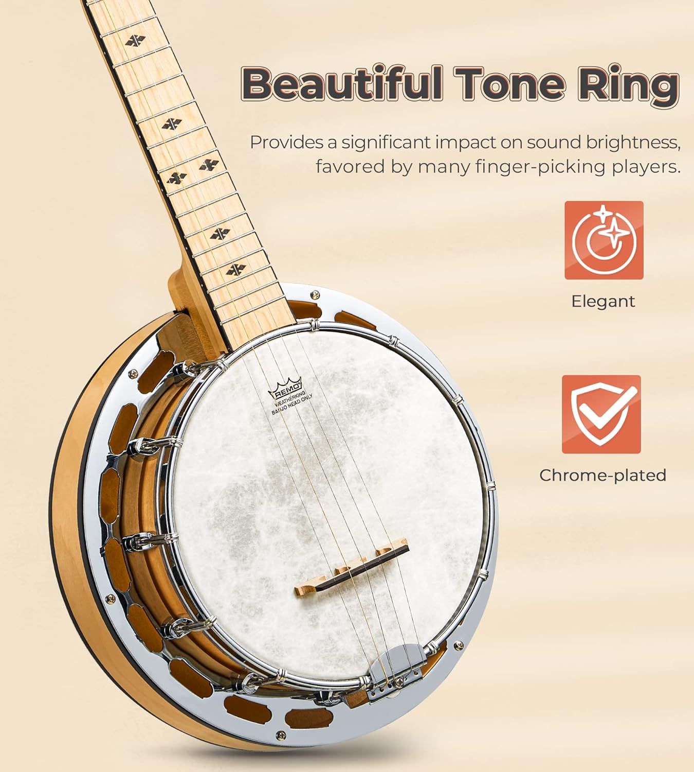 Vangoa Banjo Mini and 28 Inch Banjo with Tone Ring Set