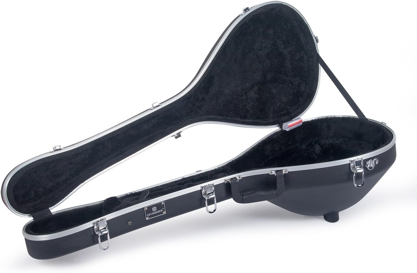 Crossrock CRA860BOBK ABS Molded Greek Bouzouki Hard Shell Case- Backpack Style in Black