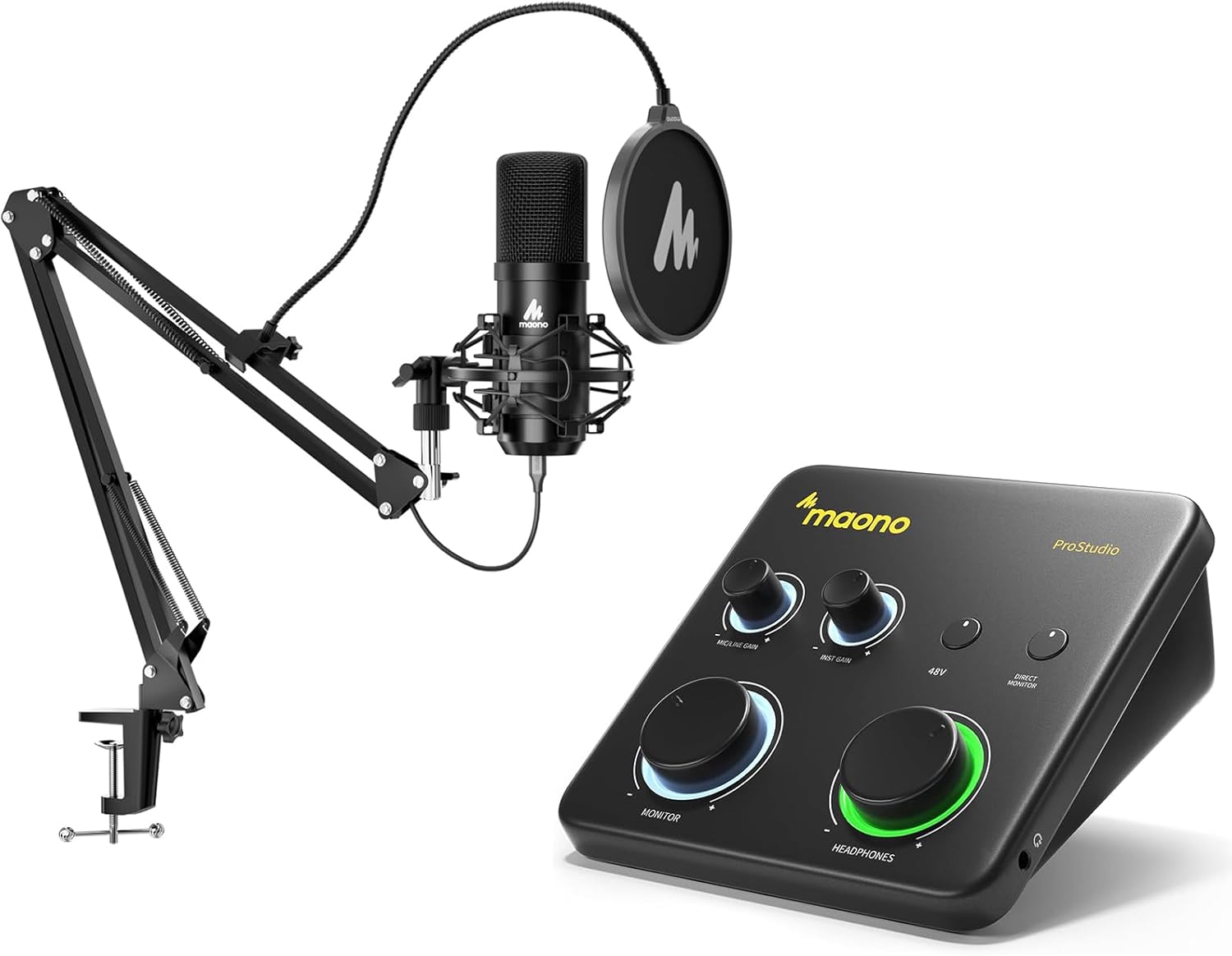 MAONO USB XLR Condenser Microphone Set: PC Computer Podcast Cardioid Metal Mic Kit with Software for Recording, Studio, Singing, YouTube (A04 Gen2+PS22 Lite)
