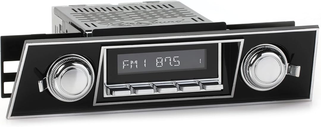 RetroSound HC-401-03-73 Hermosa Direct-Fit Radio for Classic Vehicles (Chrome Face and Buttons, Black Faceplate)