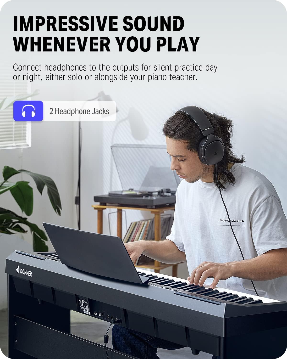 Donner DEP-20 Beginner Digital Piano 88 Key Full Size Weighted Keyboard+Donner Duet Piano Bench with Storage