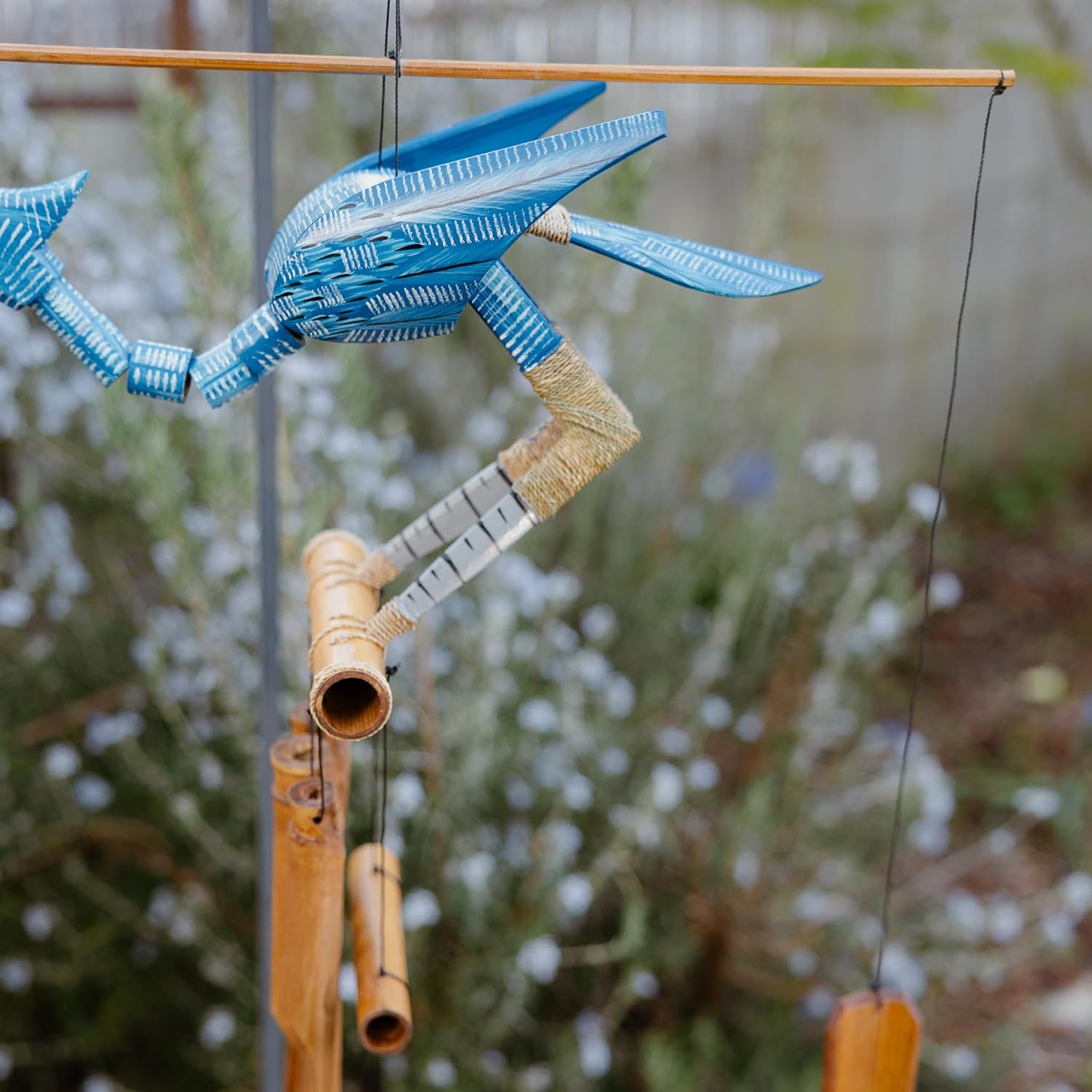 Cohasset Gifts Bamboo Wind Chimes | Natural Soothing Melodic Tones | Wood Outdoor Home Decor for Patio or Garden | Thoughtful Gift or Hang on Your Own Deck| #147B “Happy” Bobbing Head Bird Wind Chime