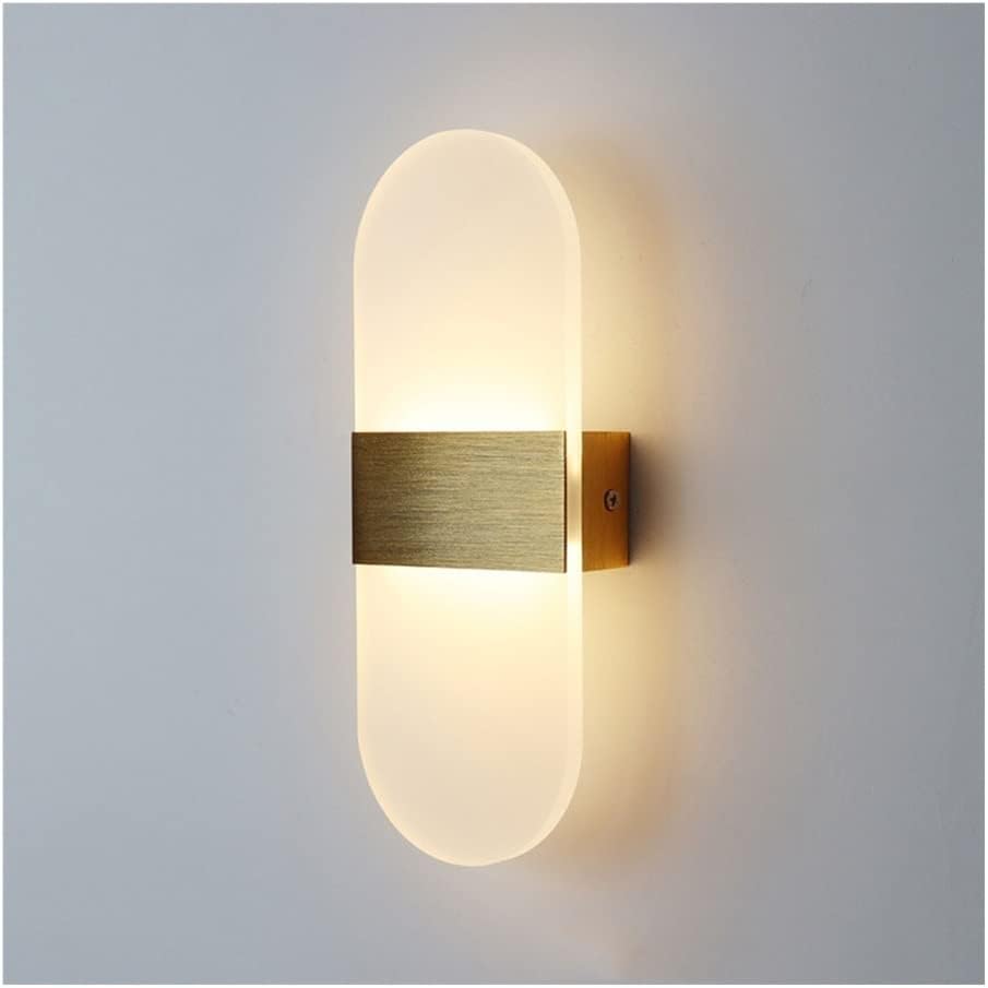 Modern Acrylic Brushed Aluminum Finish Wall Lamps, Corners Wall Light Home Decor Wall Sconce for Living Room Bedroom Hallway Mirror Lámpara de Pared (Color : Gold, Size : Warm Light)