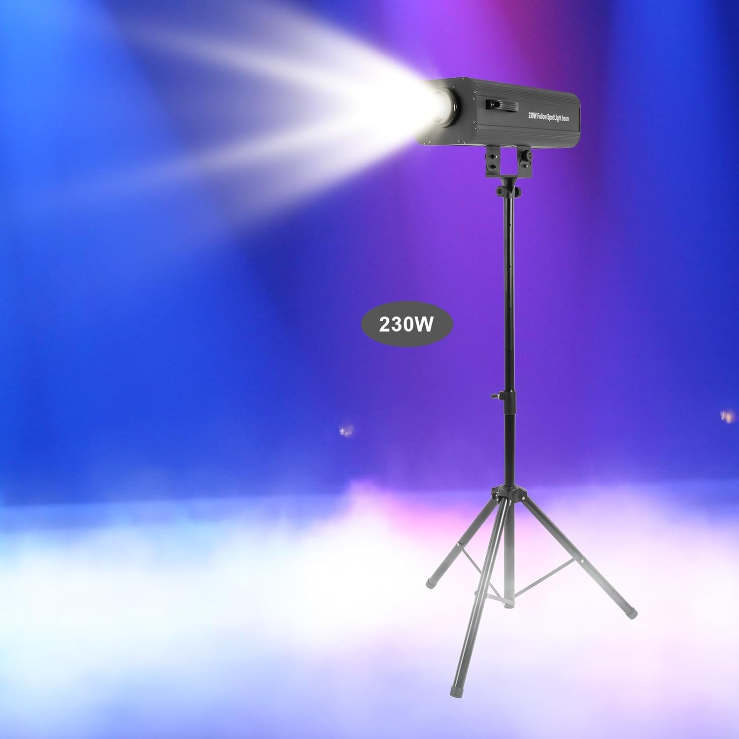 230W Stage Spotlight, LED Spotlight w/Stand Follow Spot Light Manual Control Stage Light Adjustable Aperture, Professional Performance Lights for TV Stations Theatres Museums
