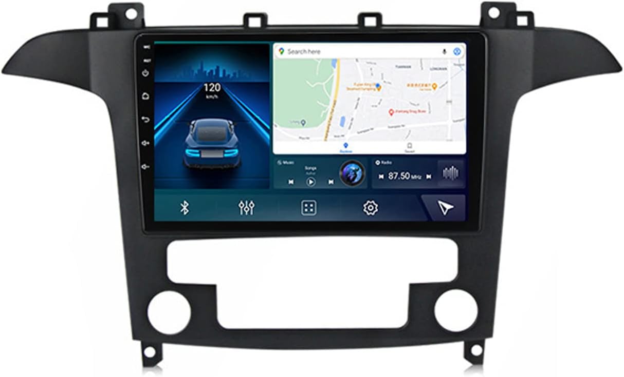 Double Din Bluetooth Car Stereo Dash Board Multimedia Video Player with Backup Camera, 9 Inch Touchscreen Radio for Ford S-MAX S MAX 1 2006-2015 Built-in Carplay & Android Auto