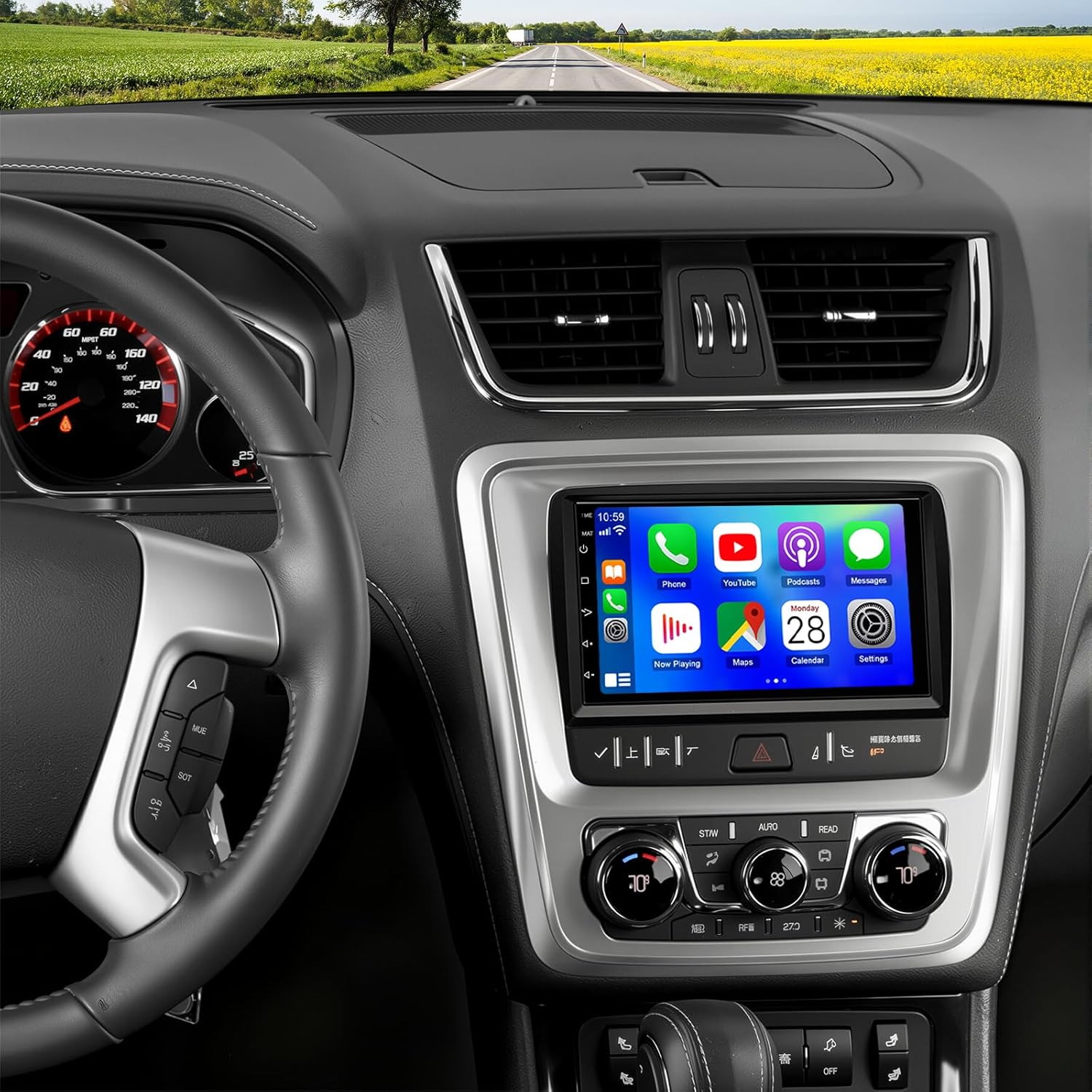 4+64G 7inch Android 14 Car Radio Stereo for GMC Acadia 2013-2017,for Chevrolet Traverse 2013-2017,for Buick Enclave 2013-2017 CarPlay Android Auto Car Audio Receiver GPS Bluetooth AHD Backup Camera