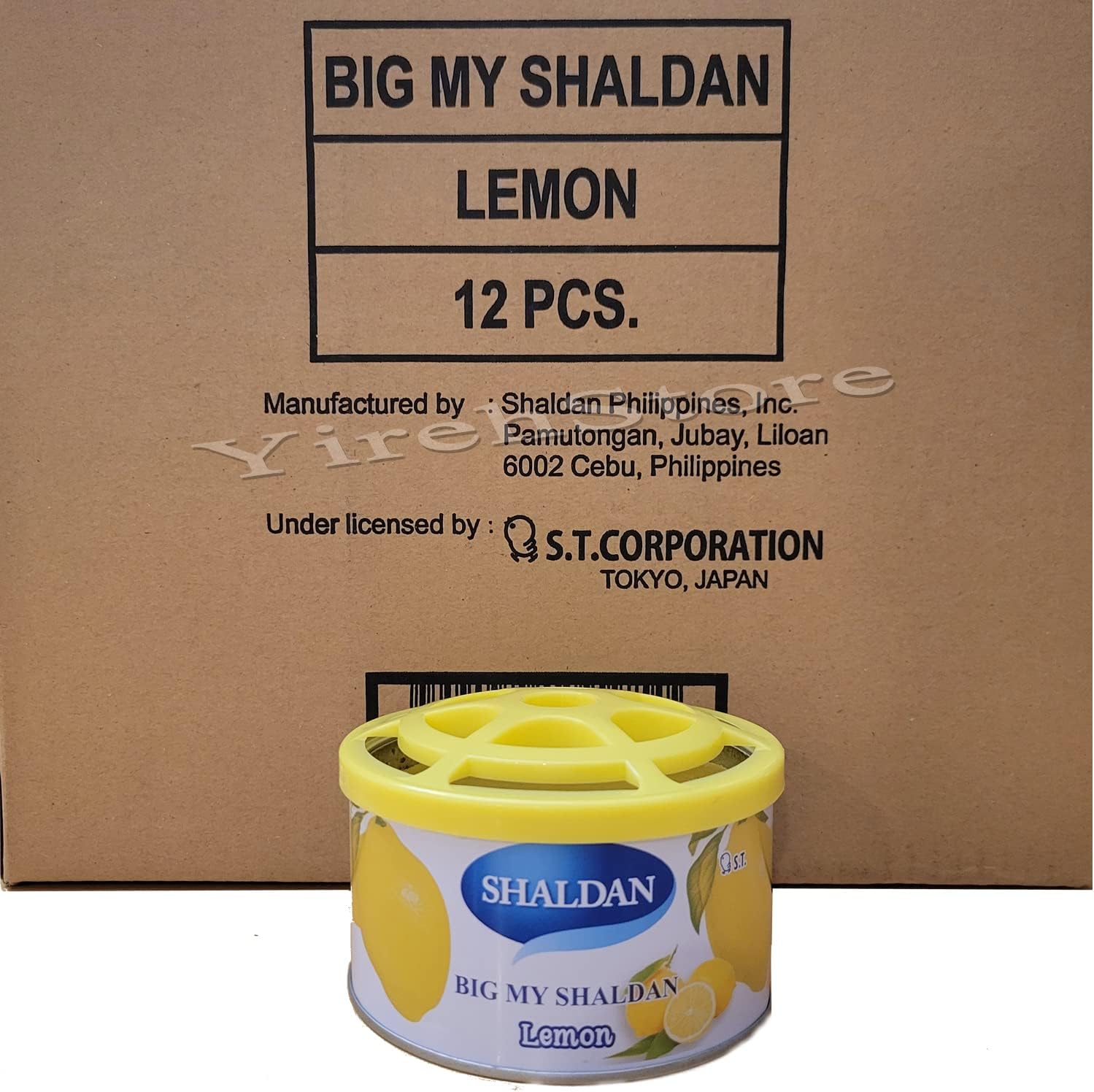 Big My Shaldan Lemon Scent Gel 12-cans (1 case box) Air Freshener, Heavy Duty and Strong Strength Freshener for Large Cars, JDM Japan Freshener