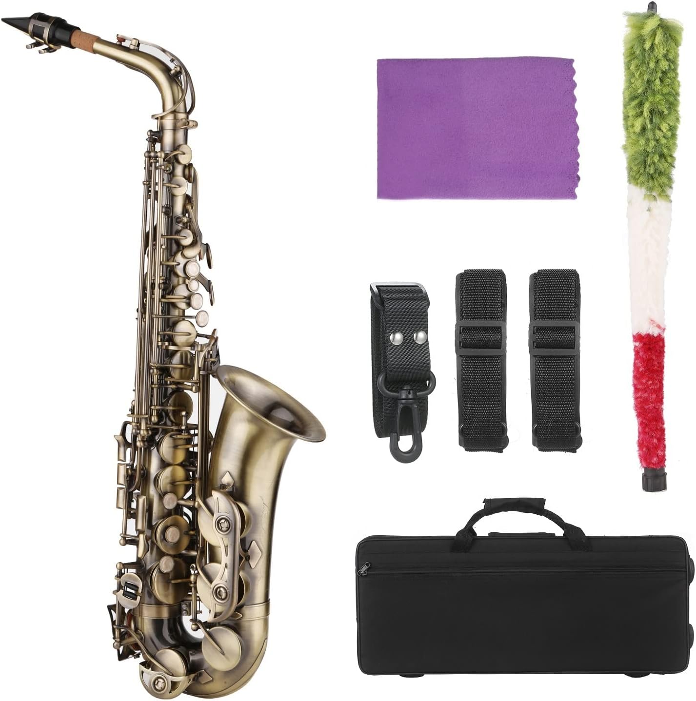 TSTS EB Alto Saxophone Brass Lacquered Gold E Flat Sax 82Z Key Type Woodwind Instrument Brass Sax Full Kit (Color : Bronze EB)