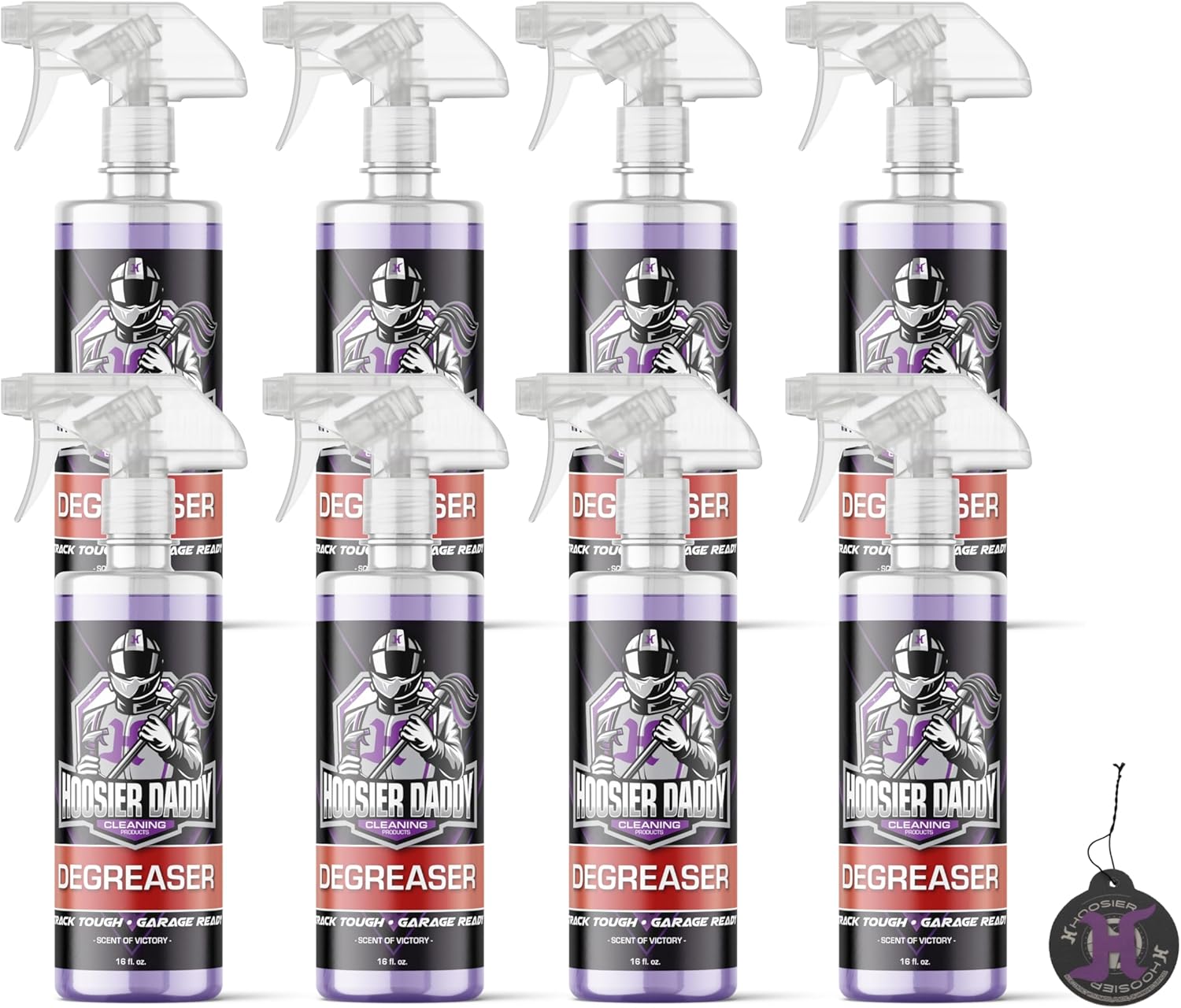Hoosier Daddy 16oz Degreaser - Ultra-Tough Formula Destroys Grease, Oil, & Grime - Perfect for Cars & Garages + Air Freshener (8-Pack)