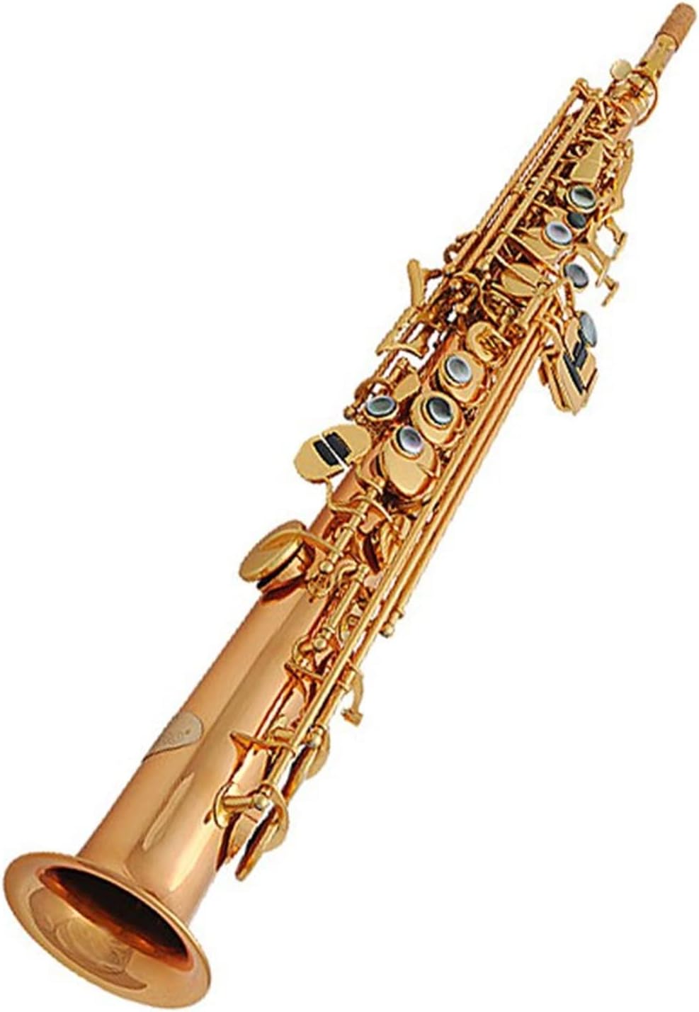 Straight Pipe Saxophone in B Flat Treble Brass Lacquered Gold Saxophone Wind Instrument