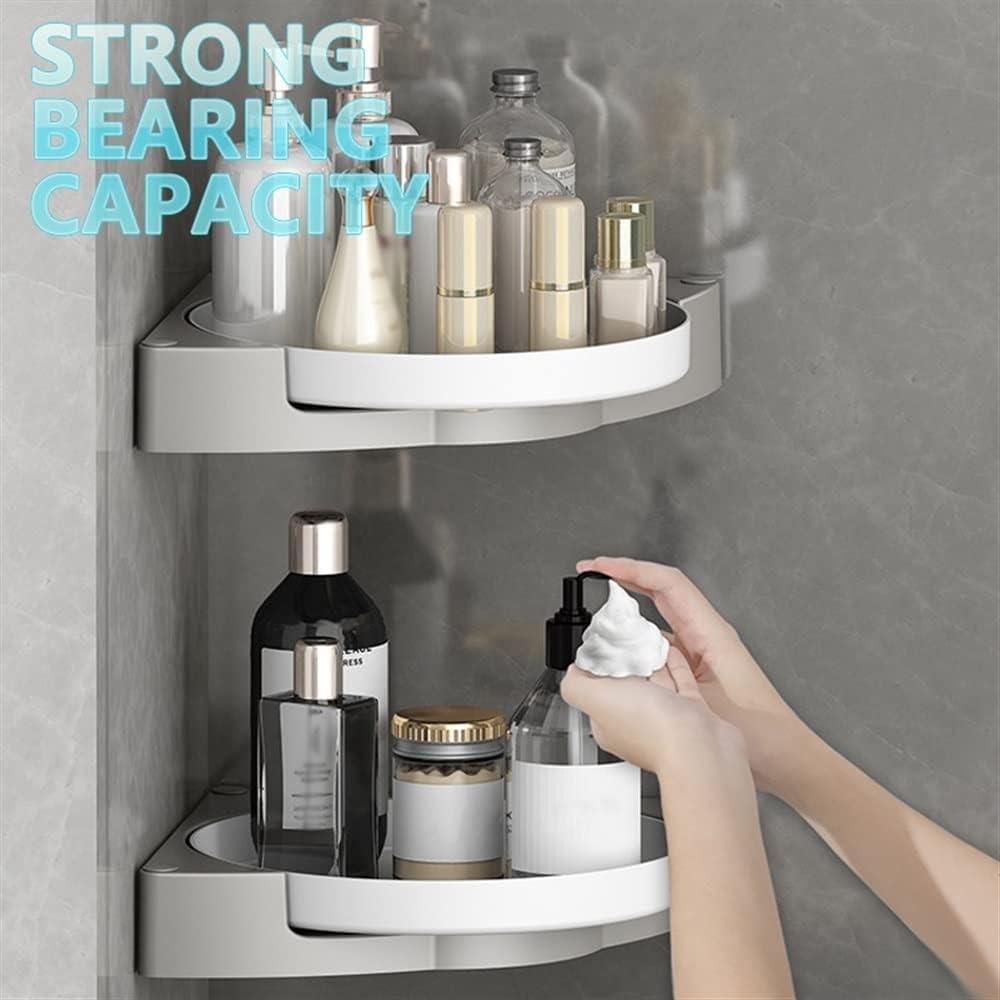Corner Shower Caddy Bathroom Shelves, 360°Rotating No-Drill Wall Mount Corner Shelf, Bathroom Storage Rack Holder Kitchen Shelf Organizer Shower Organizer (Color : 2 Layer)