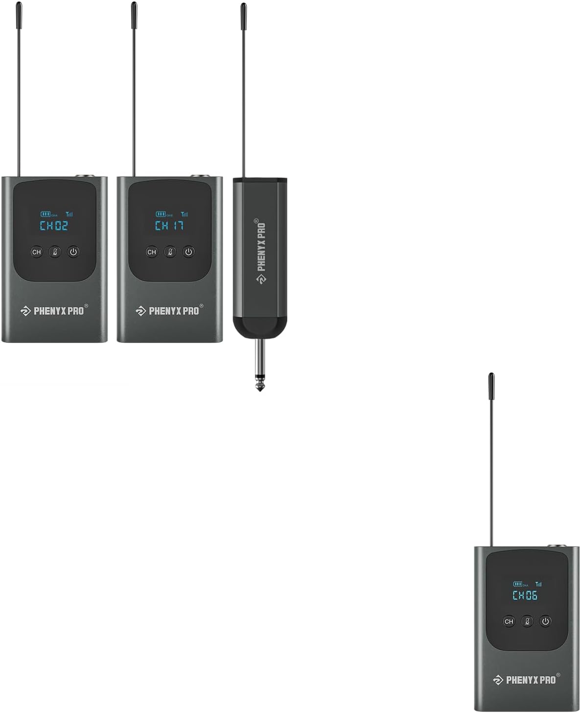 Phenyx Pro Dual Digital Wireless Microphone System PDP-2-2B Bunble with The Portable Bodypack Transmitter PWB-P-900