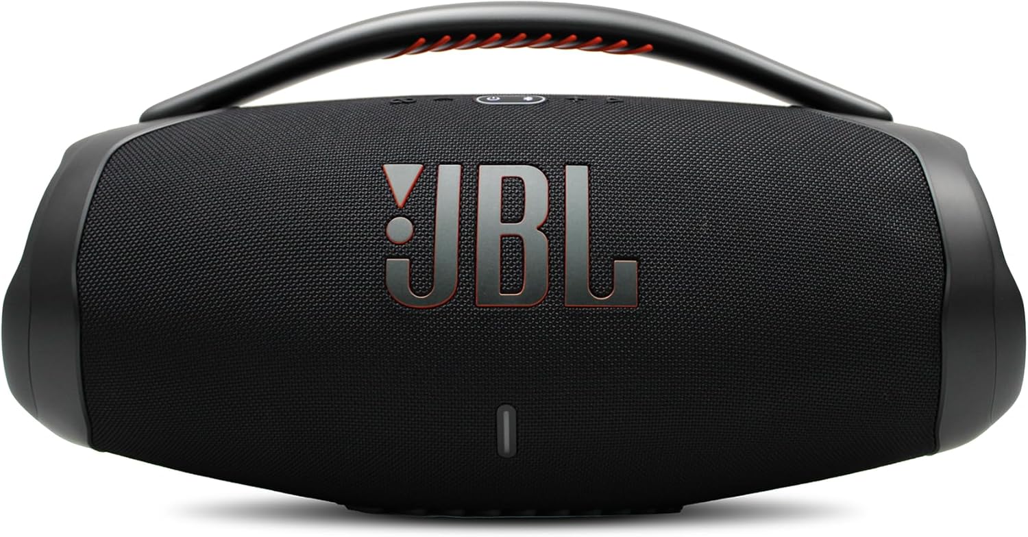 JBL Boombox 3 - Portable Bluetooth Speaker, IPX7 Waterproof, 24 Hours of Playtime (Black) (JBLBOOMBOX3BLKAM) + AUX Cable + USB-C Cable + Microfiber Cloth