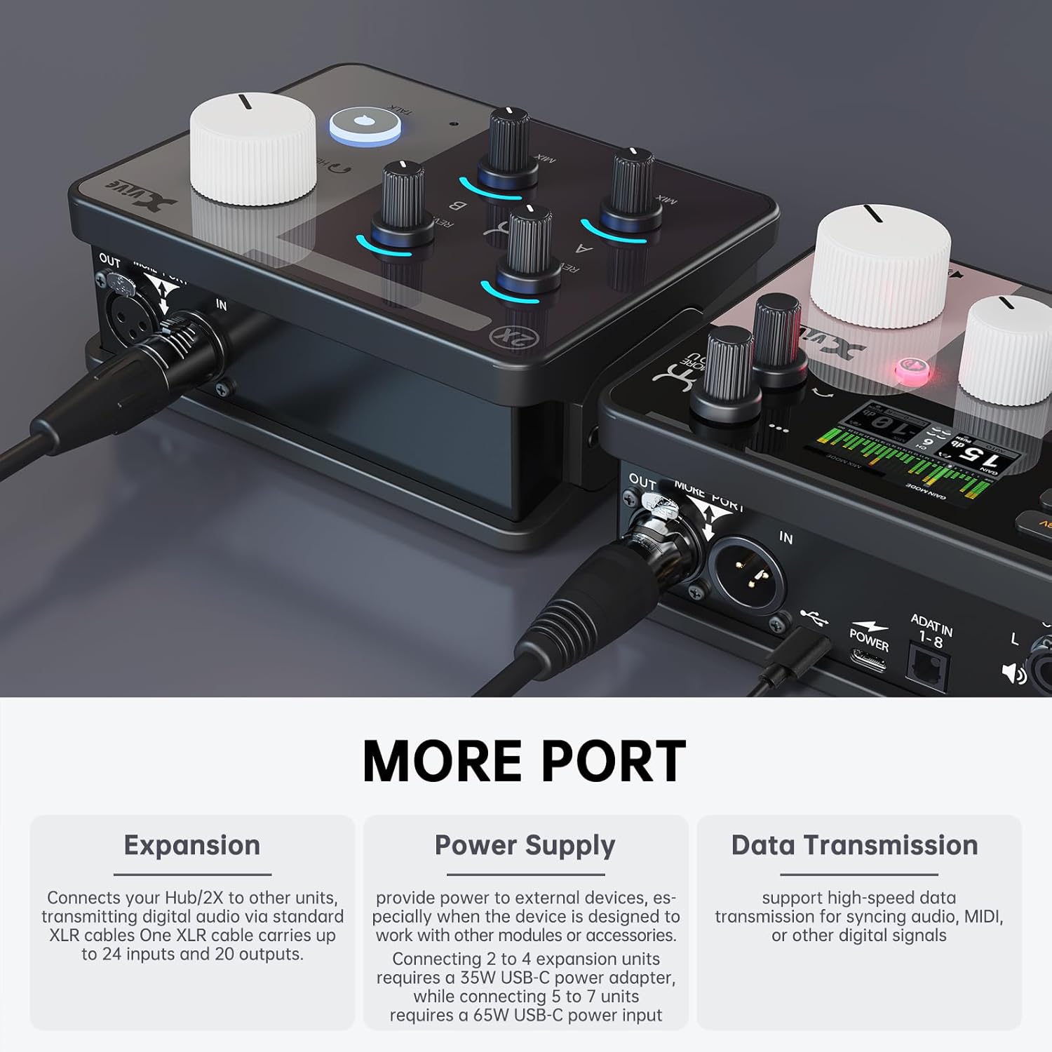 Xvive More You USB Audio Interface for Recording, Producing and Engineering Expandable, Talkback,Auto-gain,16-Channel Discrete Headphone Monitoring (HUB)