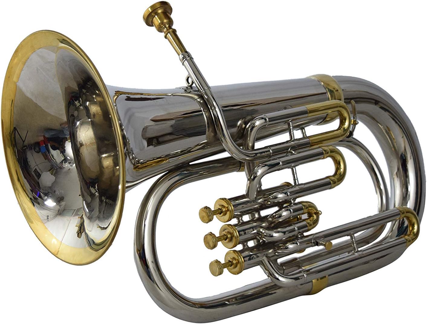 NauticalMart Bb Euphonium Nickel + Brass 3 Valve | Collectible Gift, Perfect for Christmas & Holiday Gifting