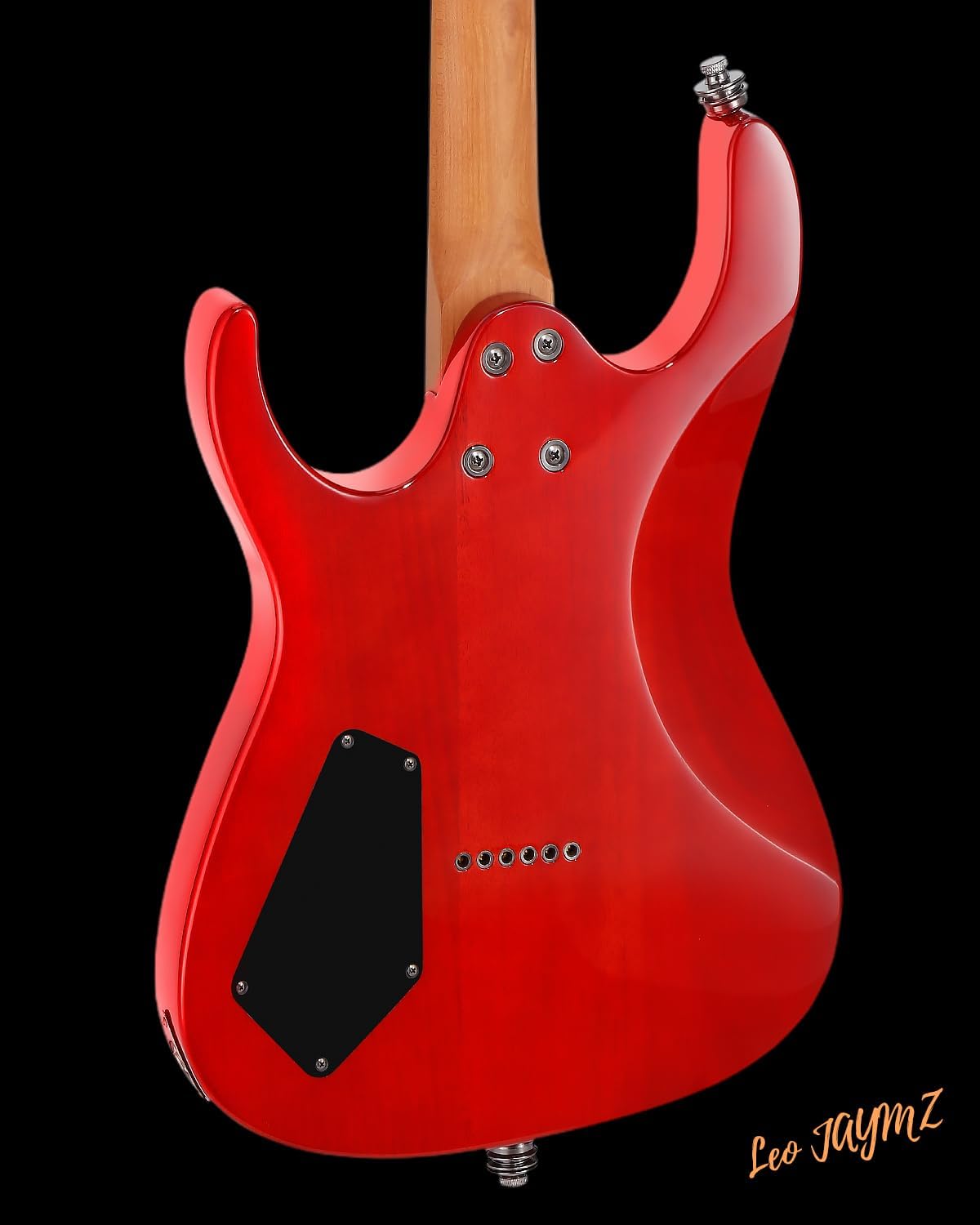 Leo Jaymz Electric Guitar Hurricane Deluxe See What You Get Series, Mahogany Body, Roasted Maple Neck, Rosewood Fretboard, Locking Tuners, Rounded Frets, Case (C-Grade, RB-0004)