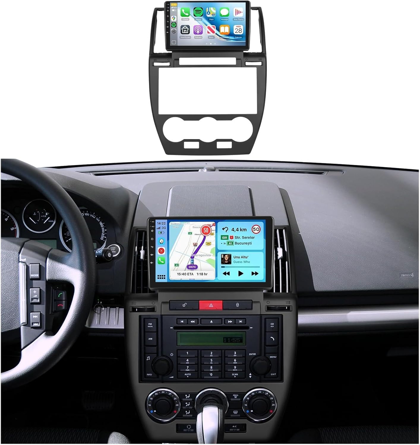 Radio for Land Rover Freelander 2 LR2 2007-2012 Car Stereo with Wireless Carplay Android Auto,5.0 Bluetooth 32EQ,9inch 1280x720P IPS Touch Screen,FM/RDS Android 15 GPS WiFi AHD Backup Camera