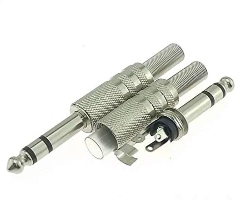 Davitu Electrical Equipments Supplies - 100pcs Jack 6.5mm Audio Wire Connector 6.35mm Power Amplifier Plug Microphone Guitar Adapter Metal TRS