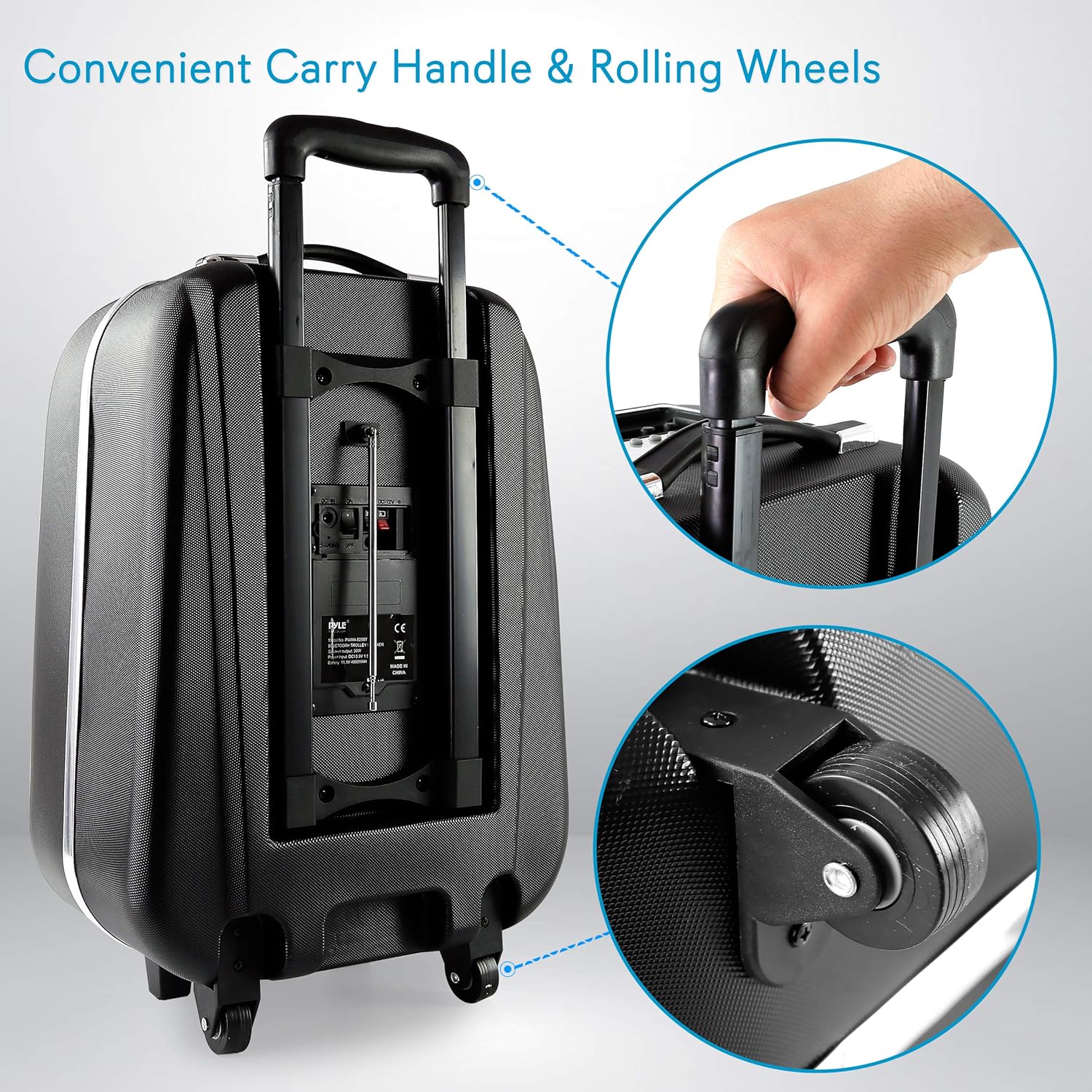 Pyle Wireless Portable PA Speaker System - 400 W Battery Powered Rechargeable Sound Stereo Speaker and Microphone Set with Bluetooth MP3 USB Micro SD FM Radio AUX - For Outdoor DJ Party PWMA825BT