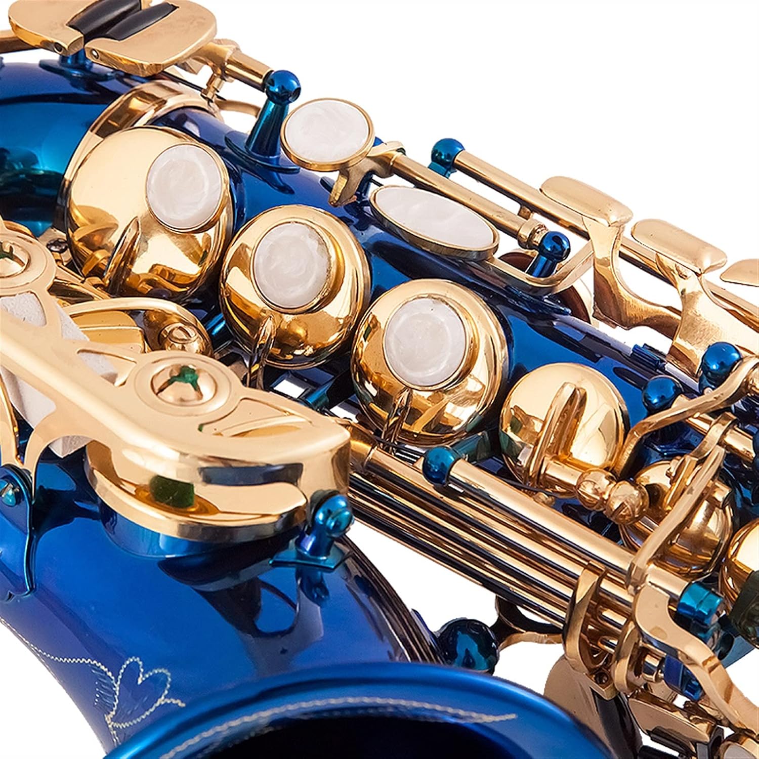 Saxophone Set Brass Golden Carve Pattern Bb Bend Althorn Saxophone Pearl White Shell Buttons Wind Instrument Student Saxophone