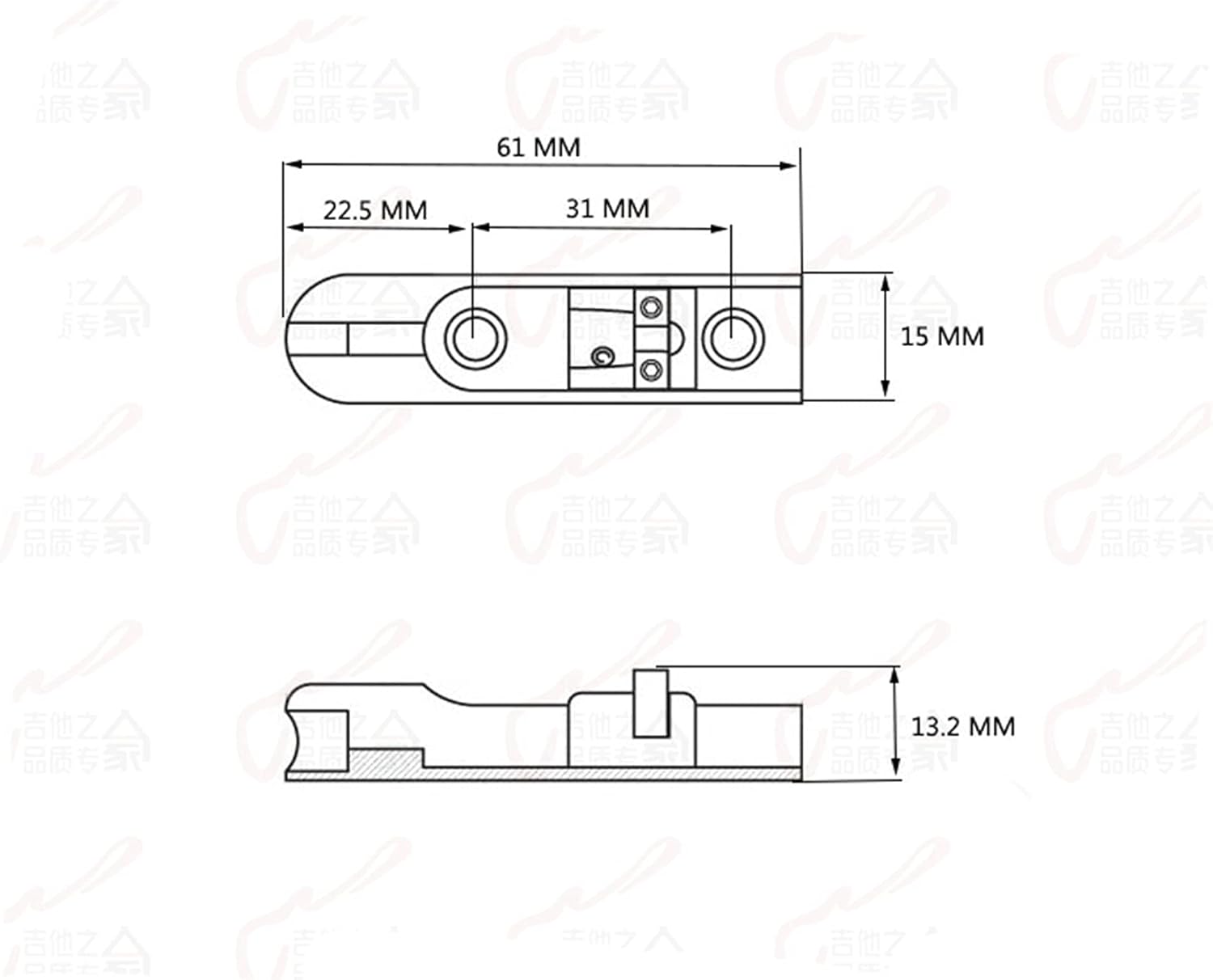 Guitar Bridge System Set 1 Set (4 Pieces) Single-String Bass Bridge with Lock Down for 4 Strings Electric Bass (Gold)