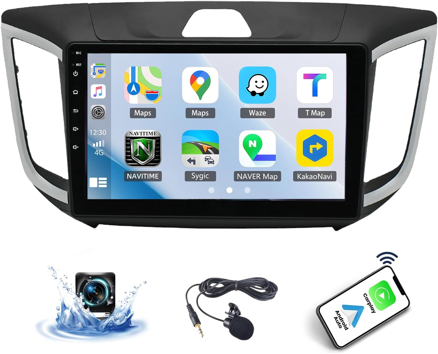 2+32G Android 14 Car Stereo Compatible with Hyundai Creta ix25 2015-2019 Radio Upgrade 9 Inch Touch Screen with Wireless Carplay Android Auto AHD Backup Camera Mirror Link GPS SWC WiFi FM