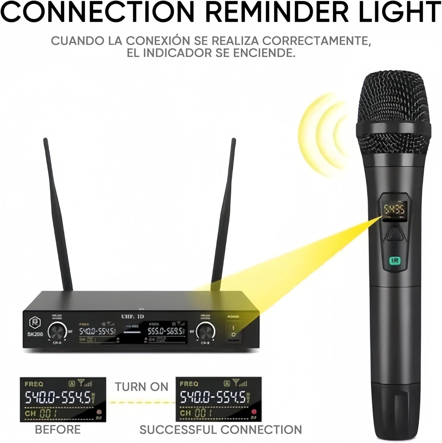 W IN-MIX Wireless Microphone System with Cordless Handheld Lavaliere Headset Mics, Metal Receiver, Ideal for Karaoke Church Party (with 1 Handheld & 1 Bodypack)