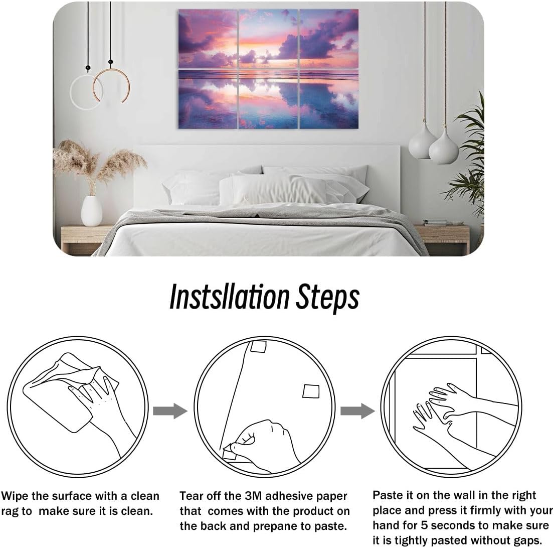 6 Pack Art Acoustic Panels Sunset sea Soundproof Wall Panels, 48