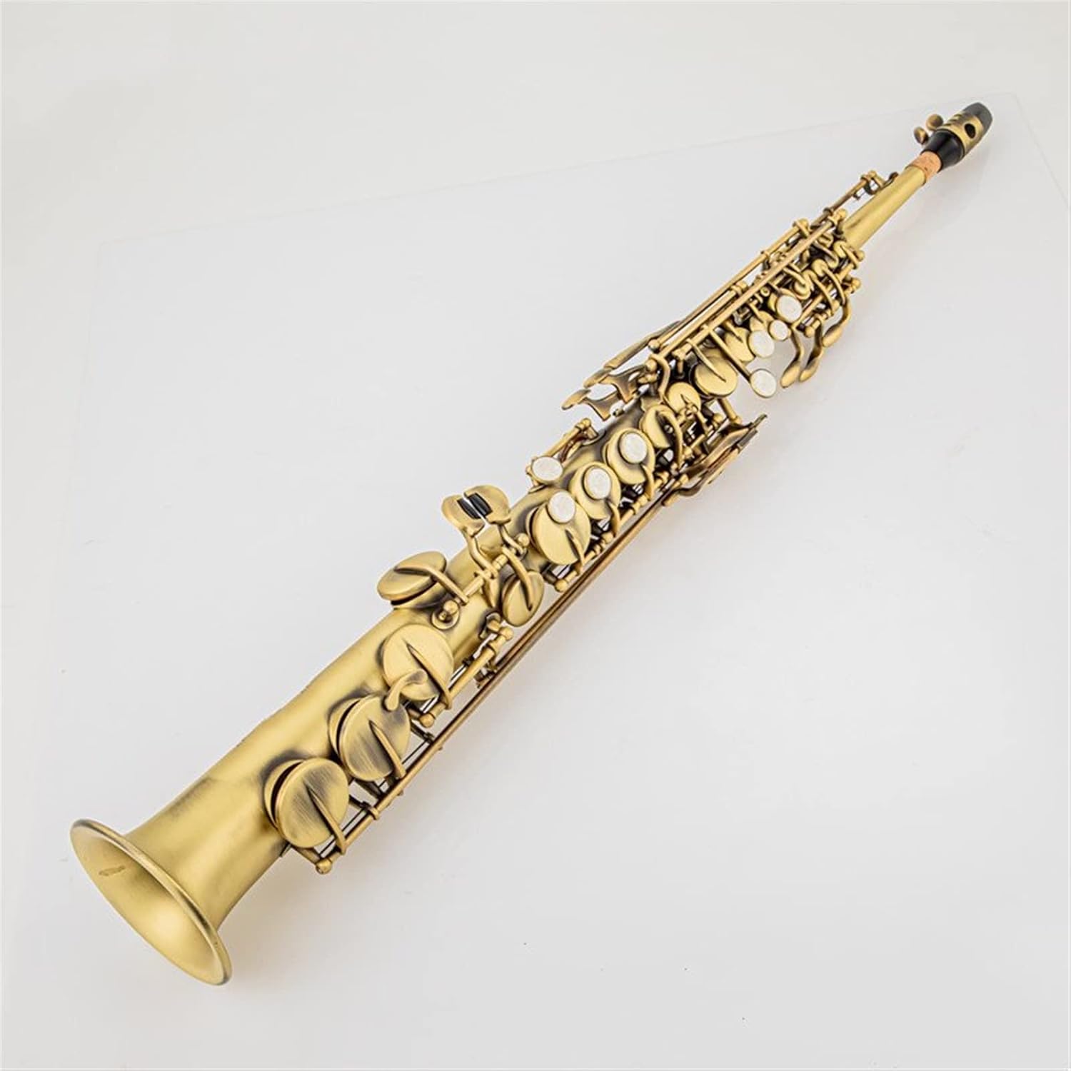 Brass Straight Sax Saxophone Bb B Flat Woodwind Instrument Natural Shell Key Carve Pattern