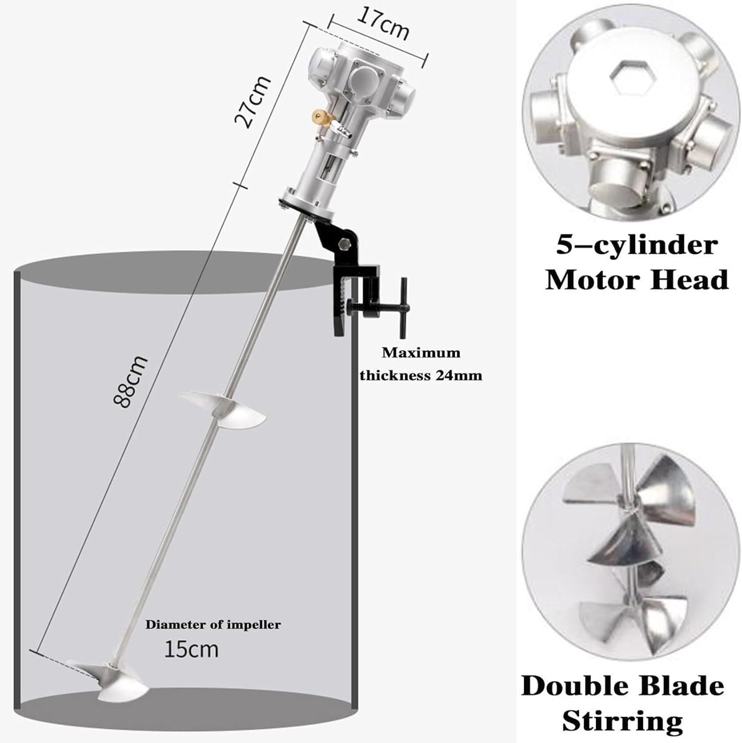 Pneumatic Bracket Mixer, 55 Gallon Tank Barrel Clip Paint Stirrer, Pneumatic Agitator, Paint Stirring Machine Bracket Air Agitator