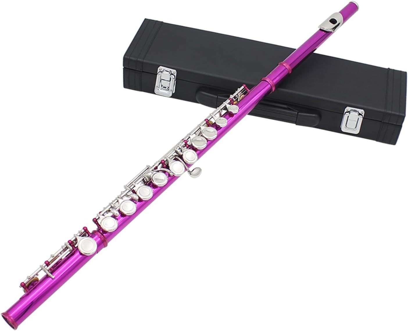 Flute 16 Holes C Tone Flute with E Key Woodwind Instrument Closed Key Cupronickel Tube Flute with Box Flutes Musical Instruments
