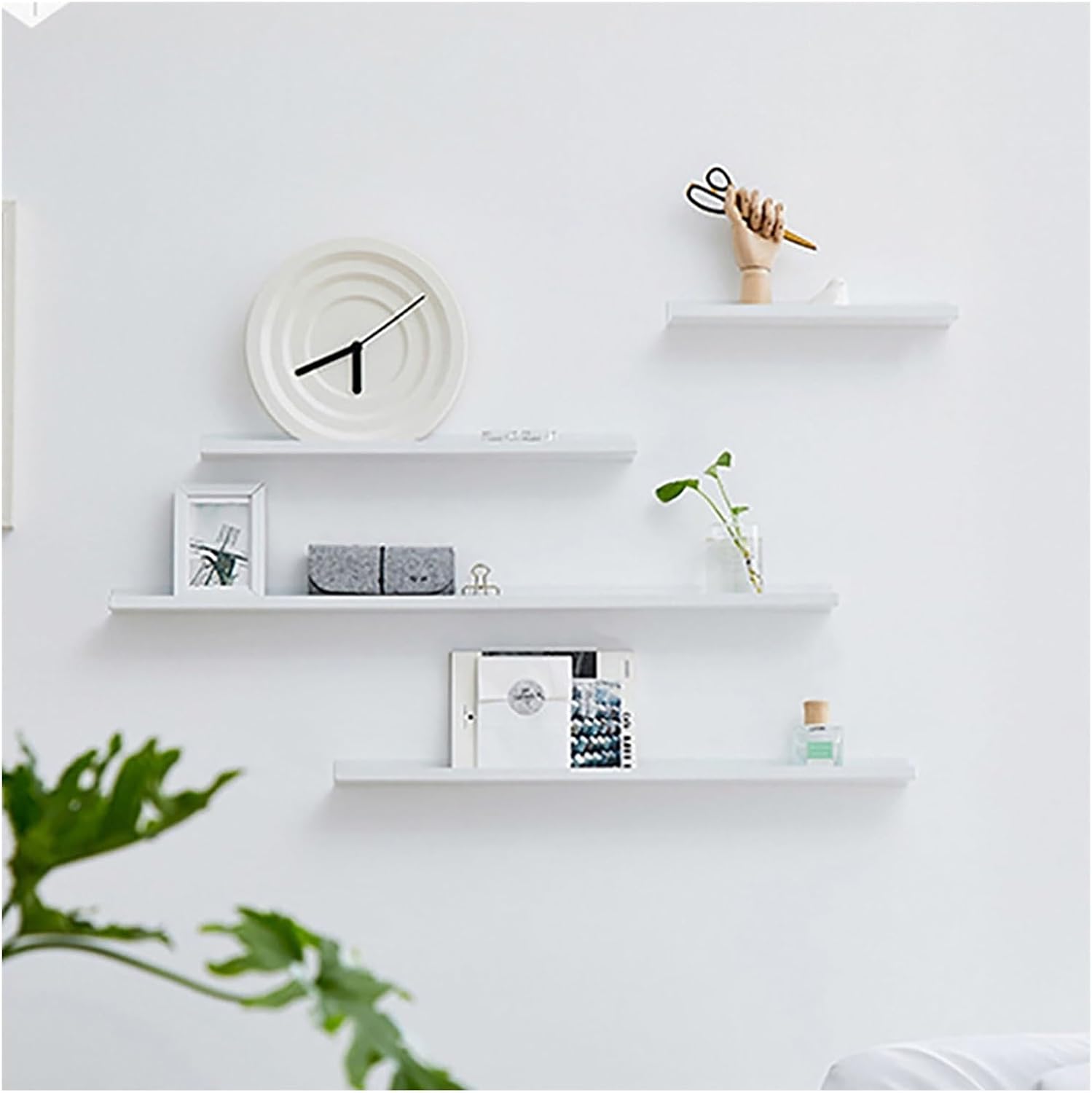 Floating Shelves Wall Mounted,Carbon Steel Wall Shelf,Metal Display Shelves for Plant Shelf or Bookshelf,Wall Storage Shelf for Bedroom Living Room Bathroom Kitchen ( Color : White , Size : Set of 4 )