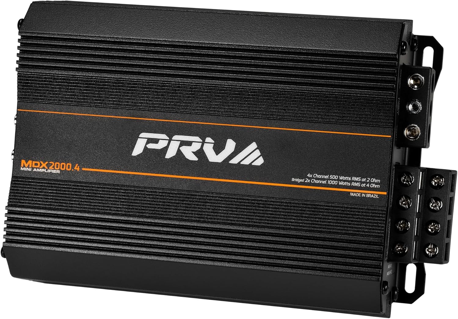 PRV Audio MDX2000.4 2 Ohm Mini 4 Channel Car Audio Amplifier 4 x 500 Watts RMS at 2 Ohm - 2000 Watt 12 Volts Bridgeable Amp for Powersports, Motorcycles, ATV, for High Power Stereo Speaker Systems