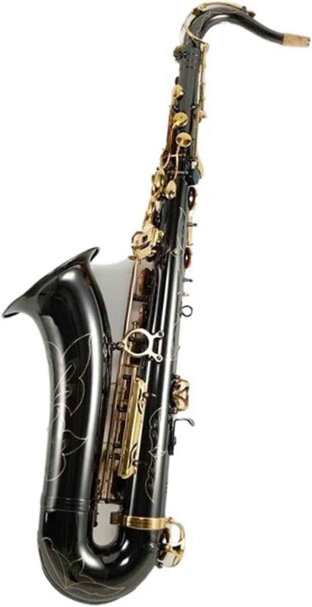 Black Gold Tenor Saxophone B Flat Woodwind Instrument Playing Black