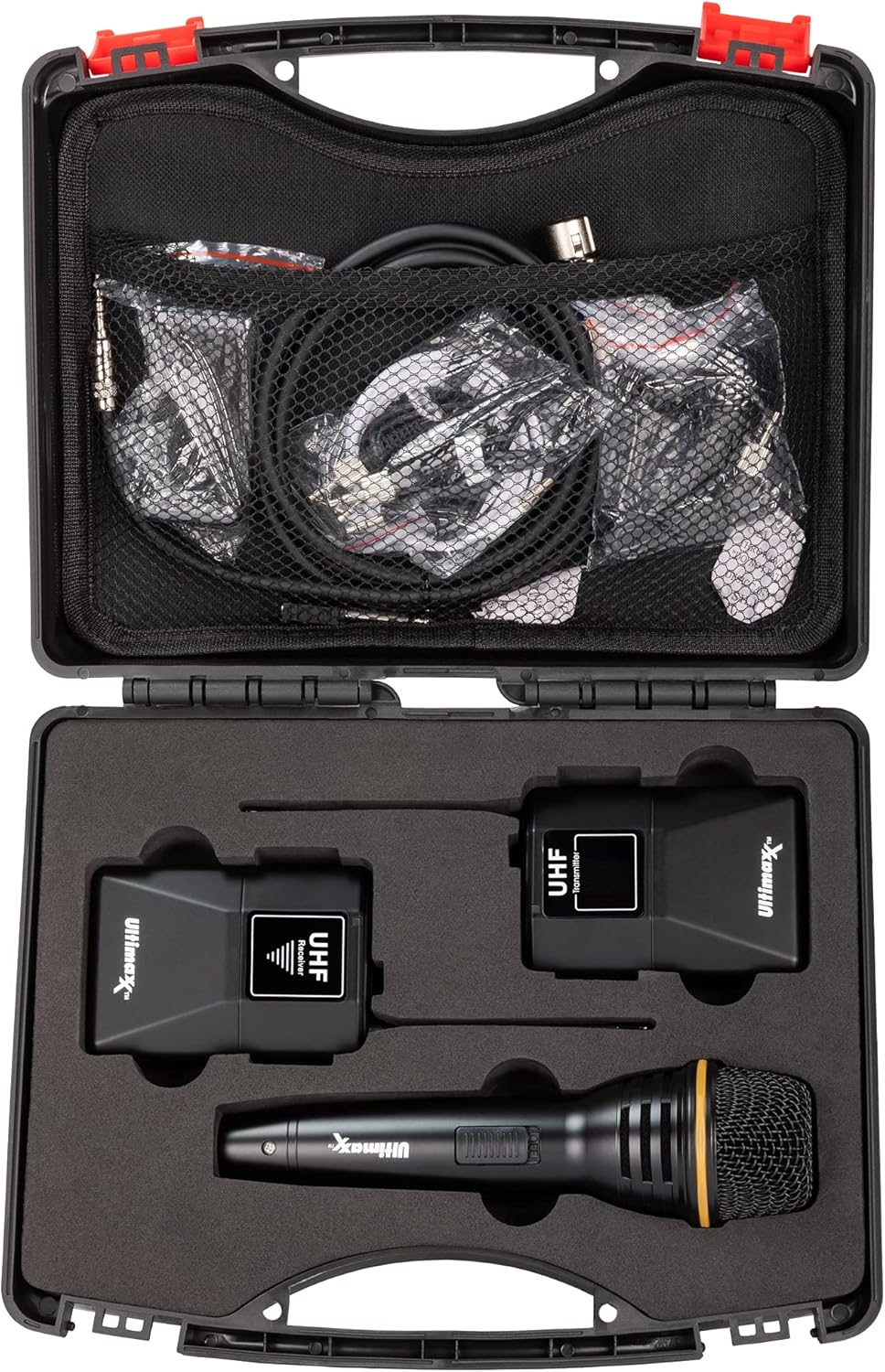 Ultimaxx Dynamic Wireless Microphone Bundle, Hand-held Mic Set for Studio Recording, Conferences & Broadcasting with Volume Control (Microphone Kit (Black))