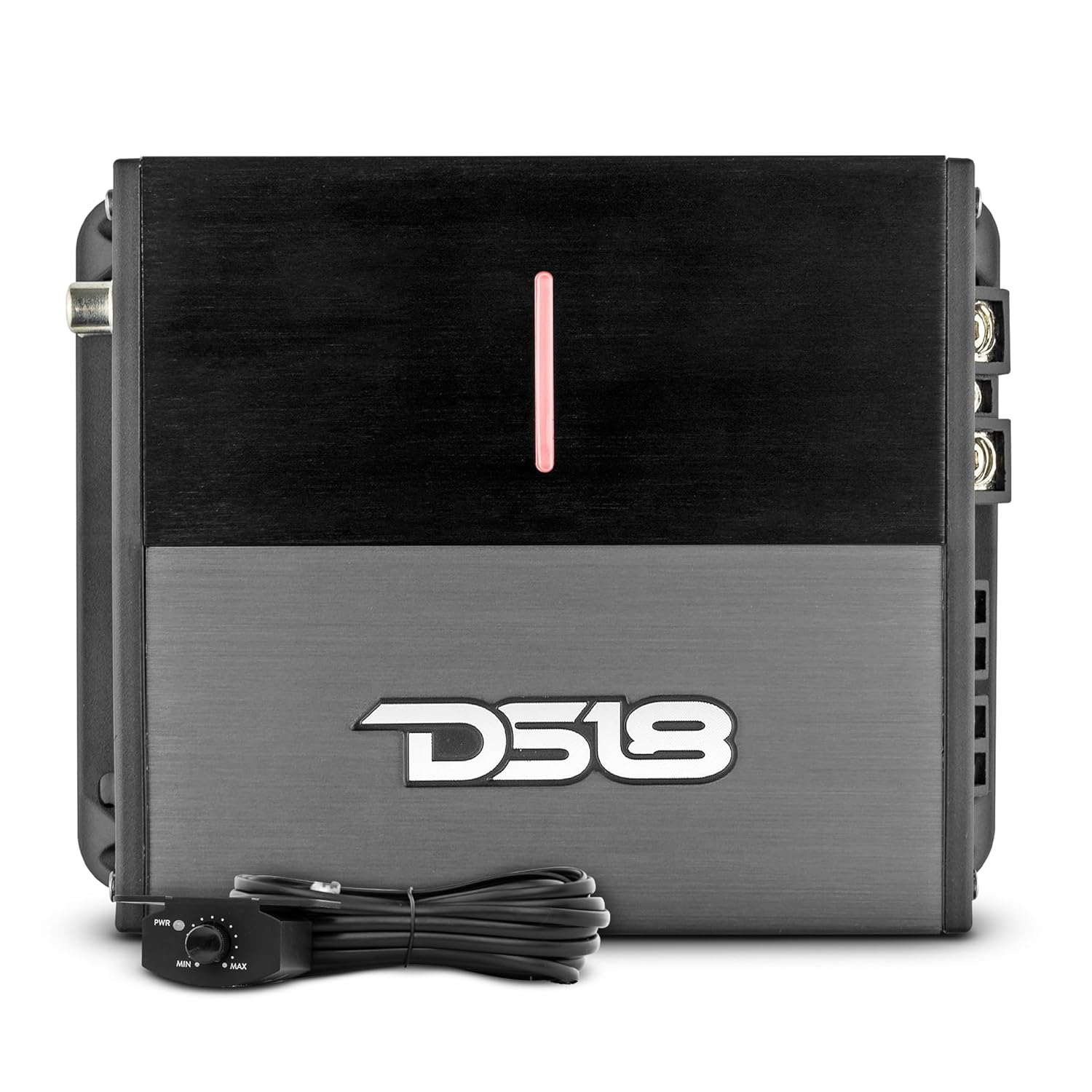 DS18 ION700.2D 2-Channel Amplifier Full Range 2 x 350W RMS @ 2-Ohm Class D, Compact Design, Digital 2 Channel Car Amplifier, Miniature Size, Remote Subwoofer Level Control Included