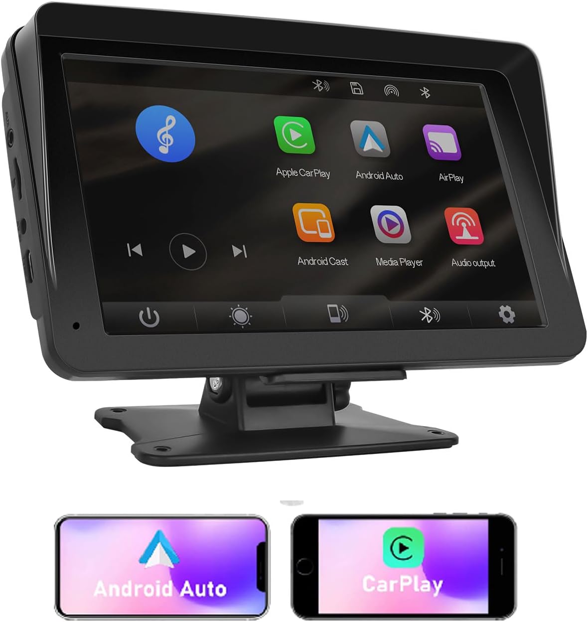 2023 Newest Wireless Apple Carplay&Android Auto,7In HD IPS Touchscreen Portable Universal Car Radio Receiver,Car Stereo with Mirror Link/Siri/Bluetooth/Navigation Screen for All Vehicles.