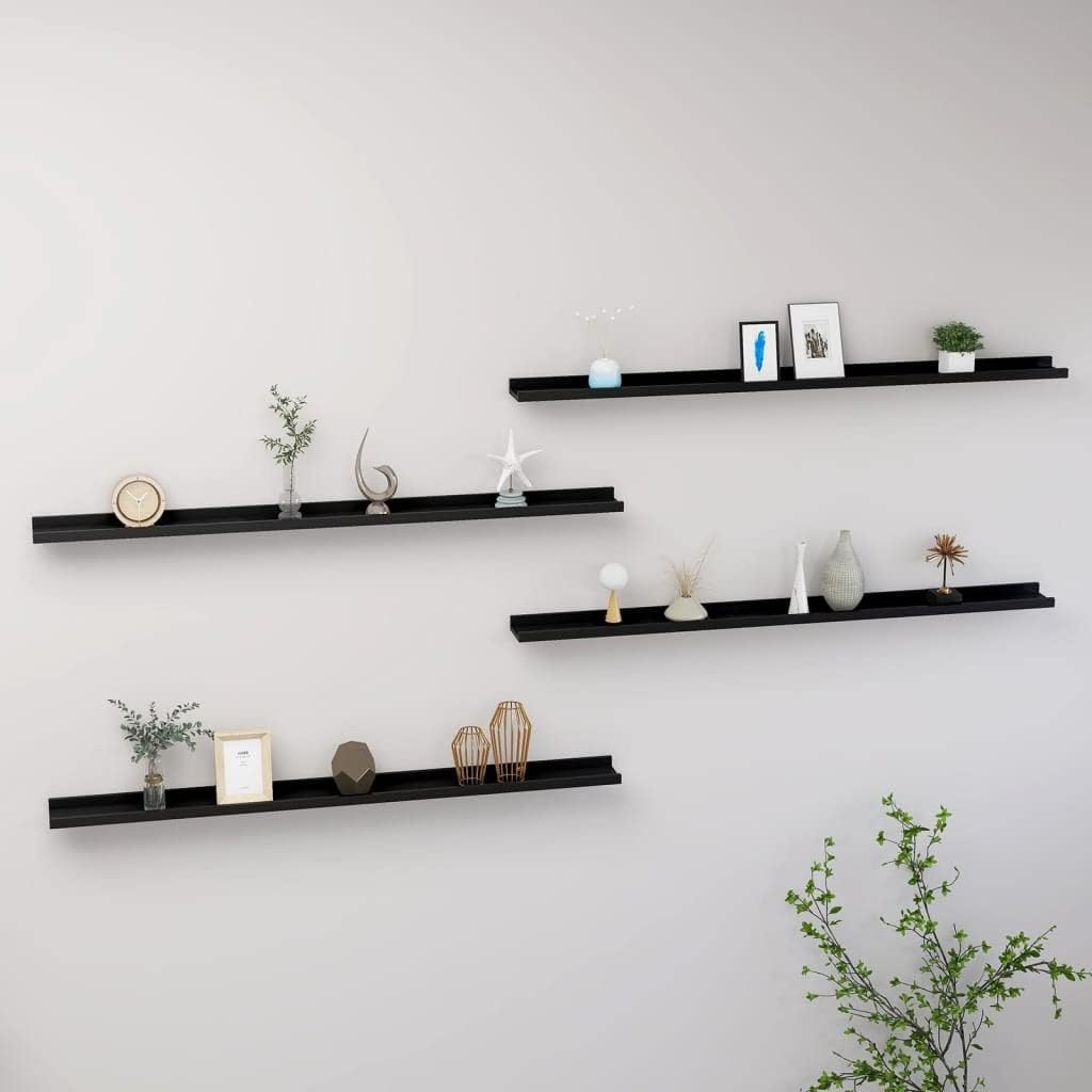 Wall Shelves 4 pcs,Floating Shelves,Wall Storage Shelves,Wall Mounted Shelf Organizer Unit Display Shelf,for Living Room,Bedroom,Office,Black 45.3