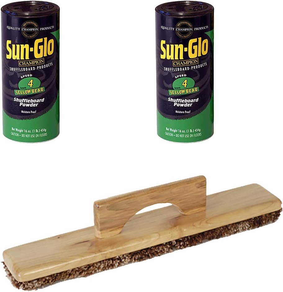 Sun-Glo 2 Cans #4 Yellow Bear Wax w/ 1 Shuffleboard Sweep