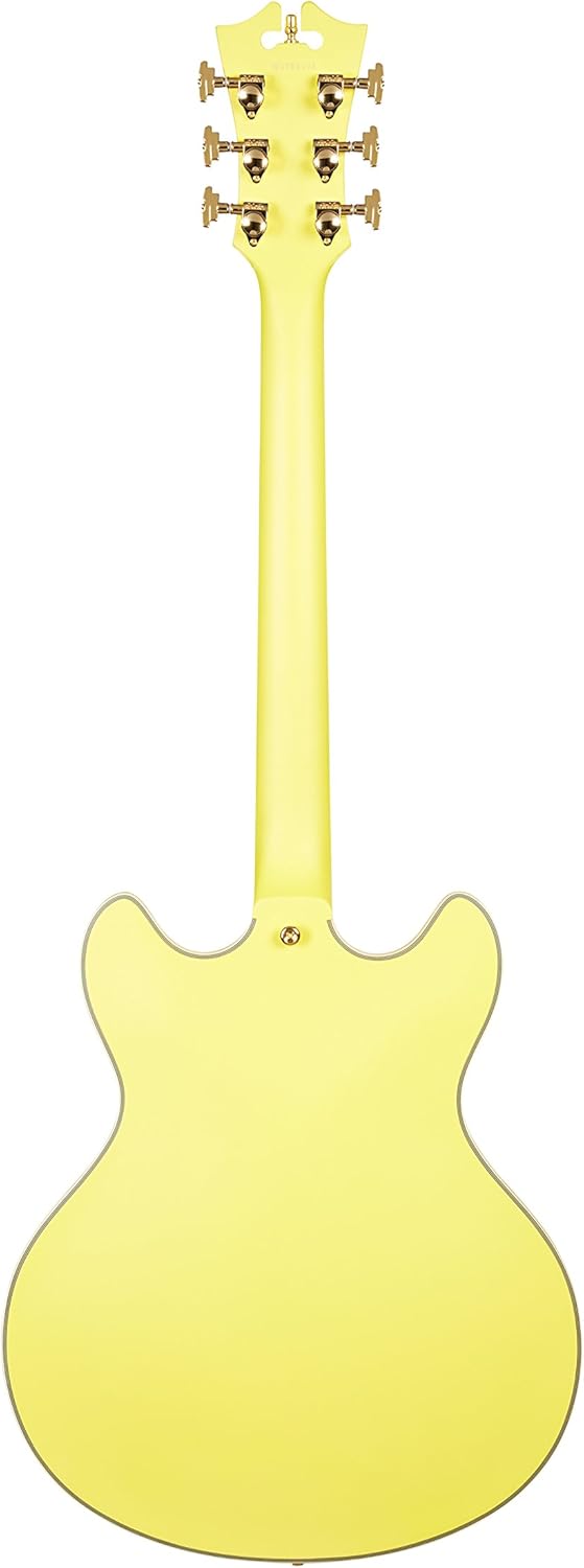 D'Angelico Deluxe DC Semi-Hollow Lefty Electric Guitar - Matte Electric Yellow