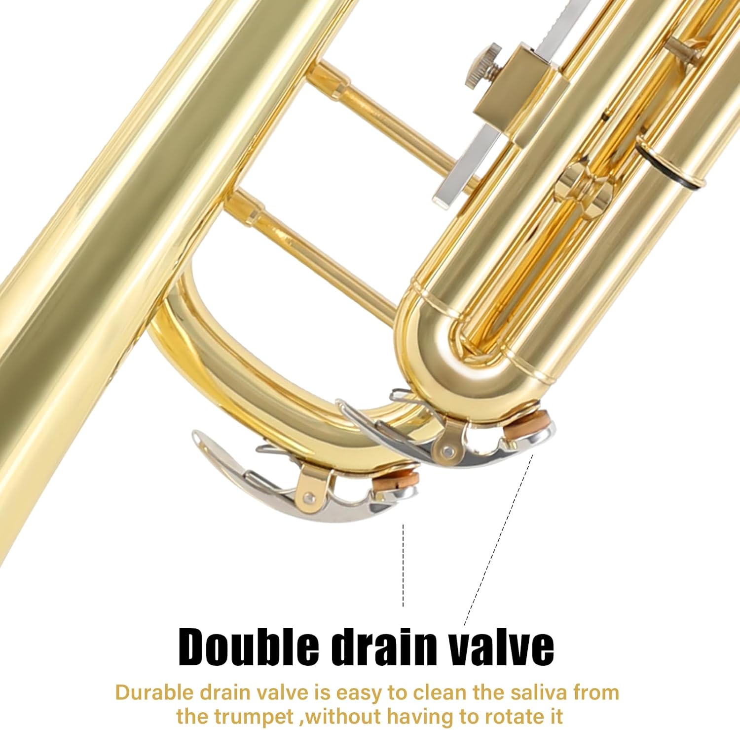 ROWELL Bb Trumpet Standard Trumpet Set,Double Support Beam Design Trunpet, Trumpet Instrument with Hard Case, Cleaning Kit, Stand, Mouthpiece, Gloves, Valve Oil for Beginner,Student and Adult.(Gold)