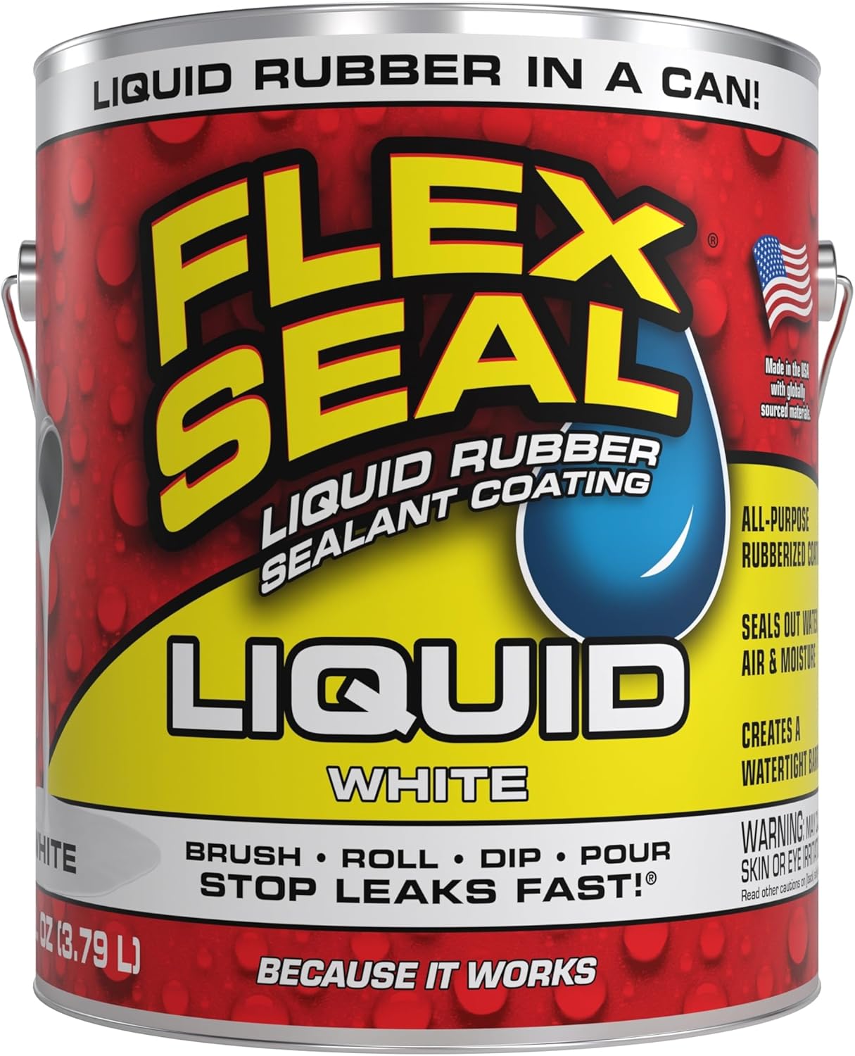 Flex Seal Liquid, Liquid Rubber Coating Sealant, Waterproof, Flexible, Breathable, and UV Resistant, Roof Repair, Basements, RV, Campers, Trailers, Marine, EPDM, Masonry, 1 Gallon, White