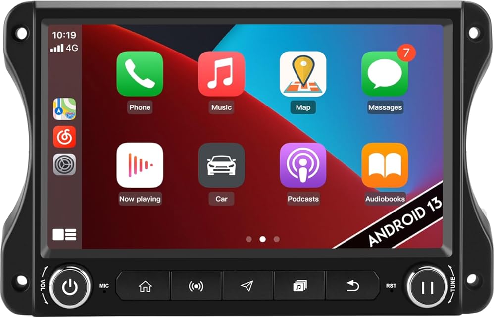 Car Radio Qualcomm for Jeep Wrangler JL & Gladiator JT 2018-2022 [4GB+64GB], 10 inch Touch Screen Android 13 Stereo with Wireless Carplay Android Auto/GPS/AM/FM/5G WiFi/DSP/USB
