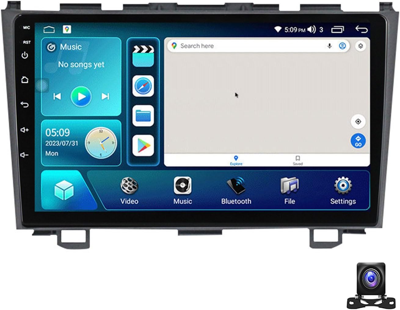 Double Din Car Stereo Bluetooth MP5 Player with Carplay/Auto, 9 Inch Touchscreen Radio Receiver with AHD Backup Camera, for CR-V 2006~2012 Support 4G/SWC/DSP,4 core m100s 1g+32g