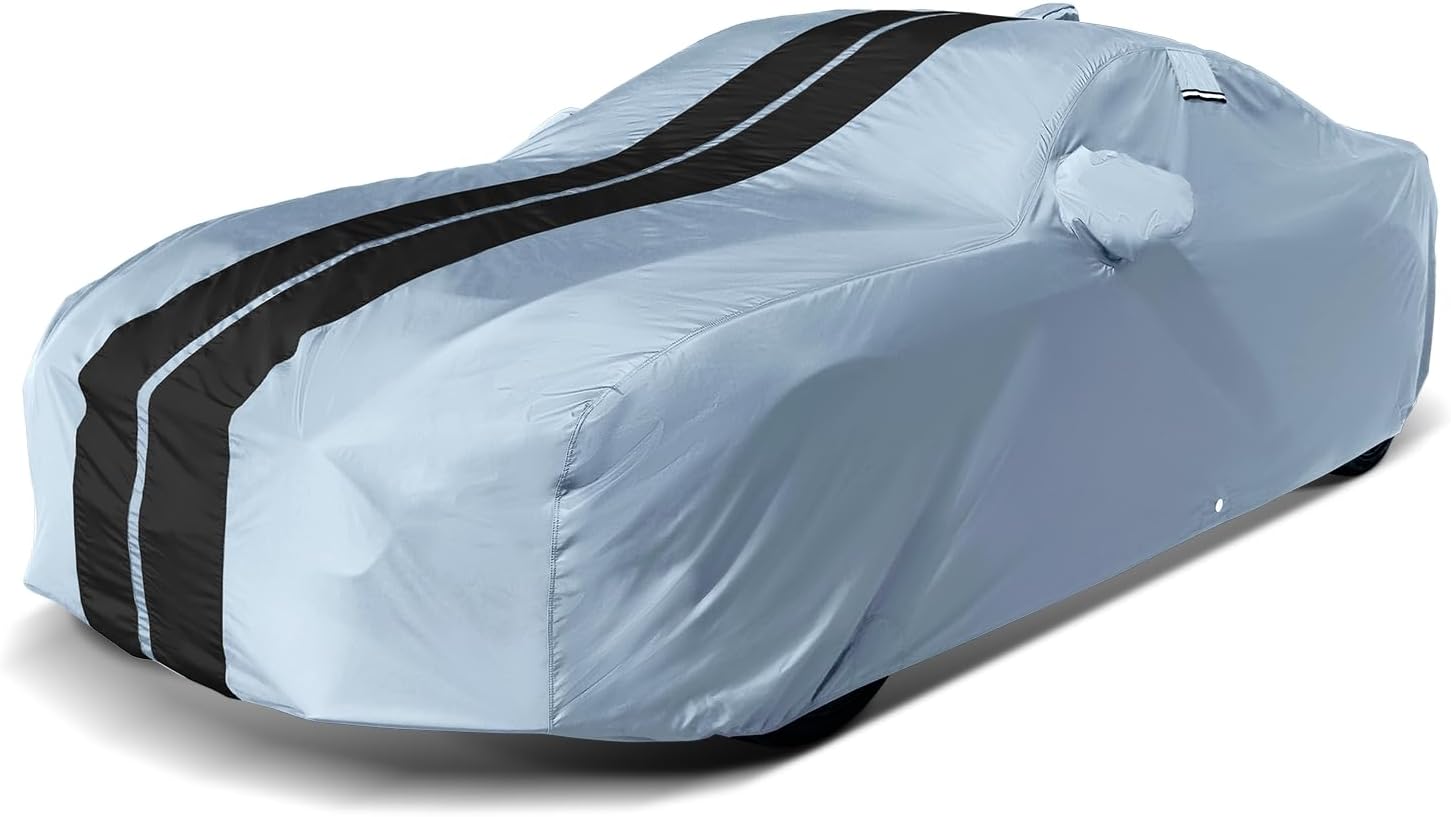 iCarCover Premium Car Cover for 2013-2016 Scion FR-S Heavy Duty Waterproof All Weather Automobiles Custom Fit Full Exterior Indoor Outdoor UV Snow Rain Protection Covers (Stripe - Gray/Black)