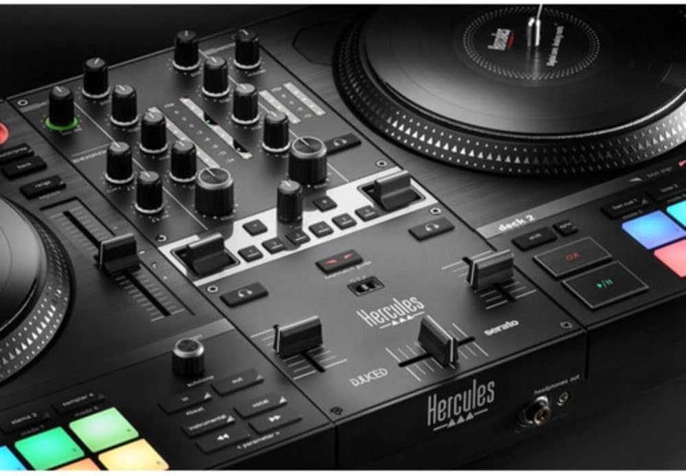 Hercules DJControl Inpulse T7 2 Deck Motorized DJ Controller with built in STEMS Control Bundle with DJControl Inpulse T7 Cover and Hercules HDP DJ45 Closed-Back Headphones